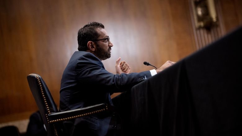 Federal Bureau of Investigation Director Kash Patel speaks during a Senate Appropriations Committee hearing in the Dirksen Senate Office Building on Capitol Hill on May 8, 2025.