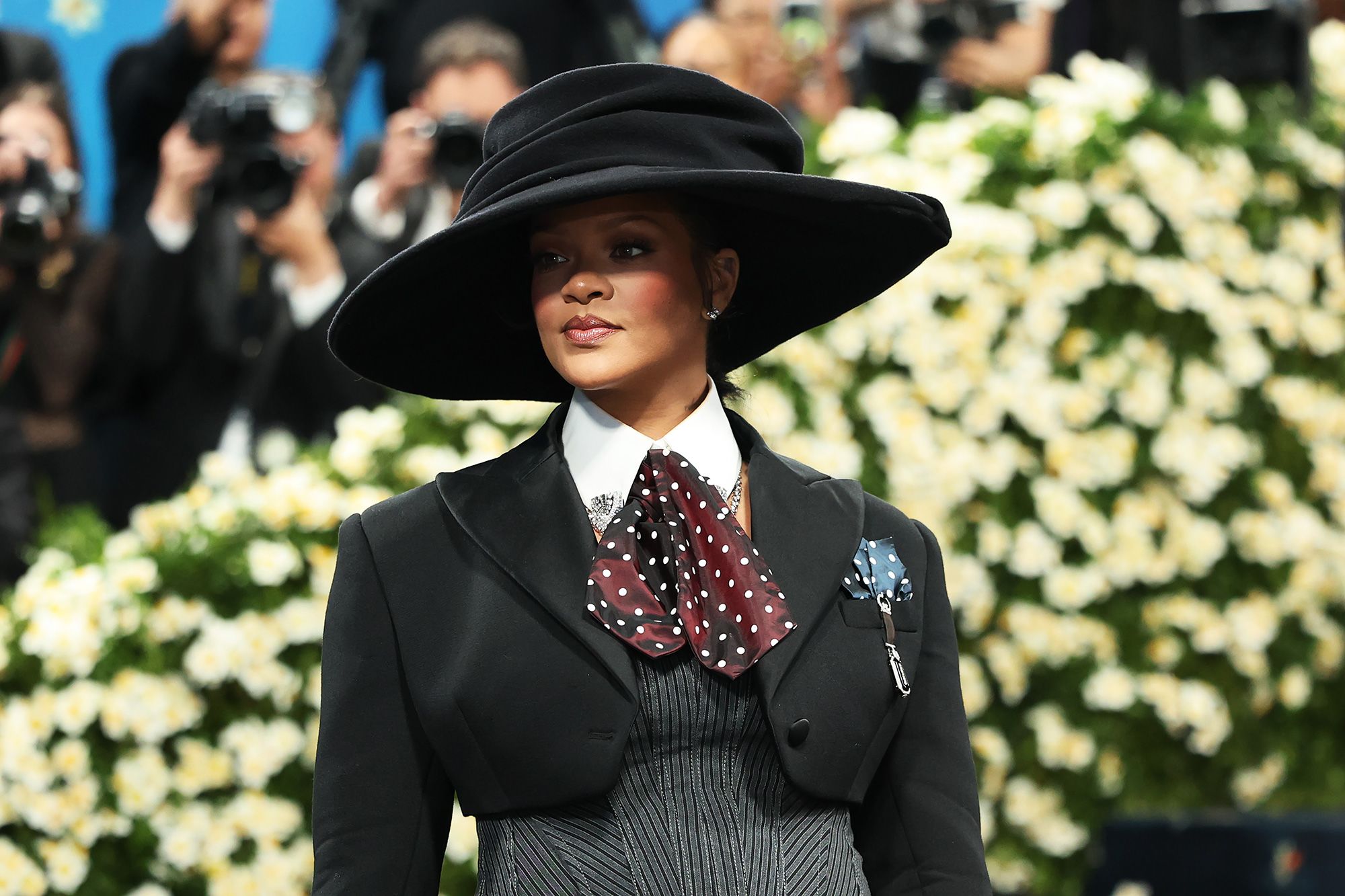 Rihanna on the red carpet for the 2025 Met Gala.