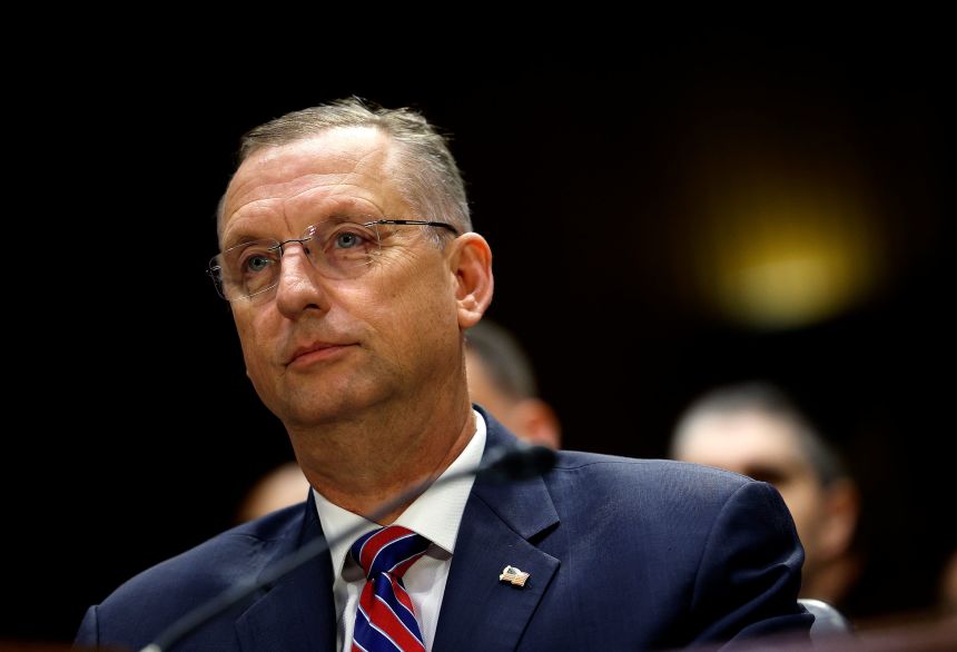 Secretary of Veterans Affairs Doug Collins testifies before the Senate Veterans Affairs Committee in the Dirksen Senate Office Building on May 6, 2025.