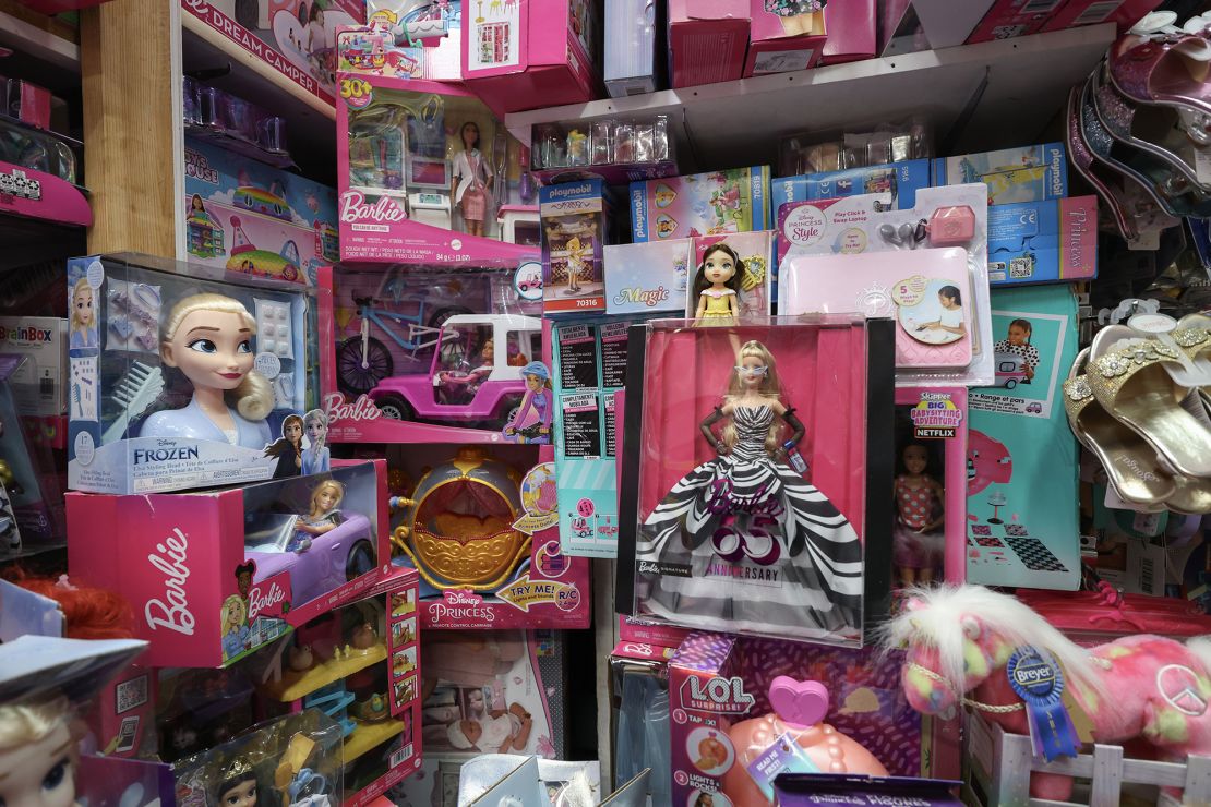 Barbie Dolls imported from China line the shelves of the A to Z Toys store in Miami Beach, Florida.