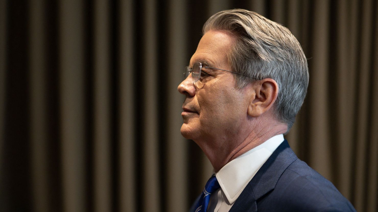 Treasury Secretary Scott Bessent leaves after a news conference in Geneva on May 12, 2025, following a two-day closed-door meeting between US and China top officials aimed at ending the tariff war.