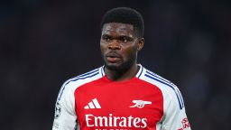 Thomas Partey during the second leg of Arsenal's Champions League semifinal against Paris Saint-Germain in May.
