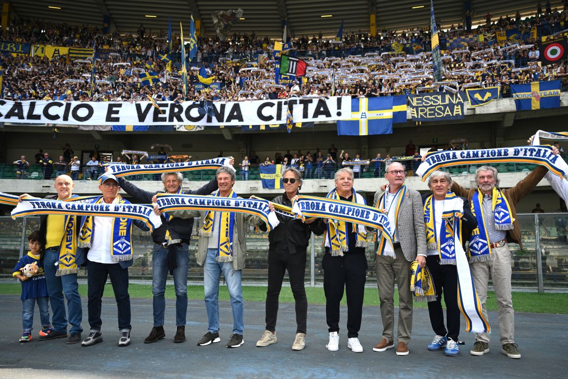 The 1984-85 team were commemorated before Verona's penultimate game of this season, 40 years on from their title-winning success.