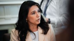 Director of National Intelligence Tulsi Gabbard speaks during a Cabinet meeting with President Donald Trump on Wednesday April 30, 2025 at the White House in Washington, DC.