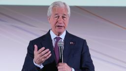 JPMorgan Chase CEO Jamie Dimon delivers a speech at the Global Markets Conference. He has said he continues to fear that higher tariffs will usher in a recession.