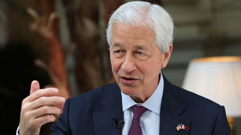 Jamie Dimon, chief executive officer of JPMorgan Chase, spoke in Paris, France, on May 15, 2025.