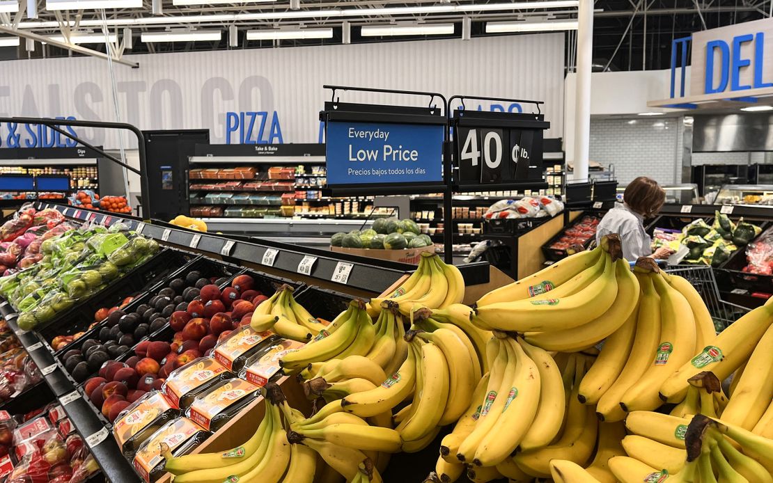 Fruit and vegetables are seen at a Walmart supermarket in Houston, Texas, on May 15, 2025.