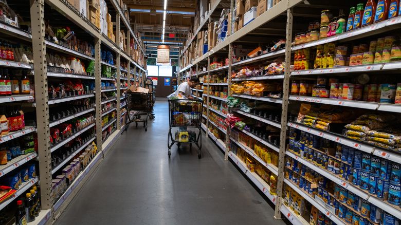 People shop at a grocery store in Brooklyn on May 13, 2025 in New York City.
