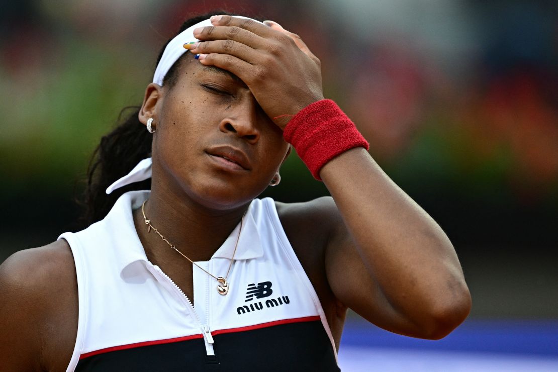 Coco Gauff struggled with her serve throughout the match.