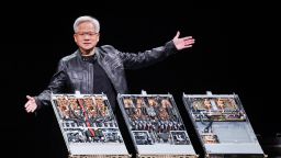 Nvidia co-founder and CEO Jensen Huang delivers the first keynote speech of Computex 2025 at the Taipei Music Center in Taipei on May 19, 2025.