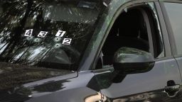 Evidence is marked at the crime scene of the killing of Jose Munoz and Ximena Guzman in Mexico city on May 20, 2025. Gunmen on a motorcycle shot dead Munoz and Guzman, an aide to Mexico City Mayor Clara Brugada, at a busy avenue in the capital on May 20, 2025, authorities said. (Photo by Zina DESMAZES / AFP) (Photo by ZINA DESMAZES/AFP via Getty Images)          