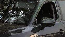 Evidence is marked at the crime scene of the killing of Jose Munoz and Ximena Guzman in Mexico city on May 20, 2025. Gunmen on a motorcycle shot dead Munoz and Guzman, an aide to Mexico City Mayor Clara Brugada, at a busy avenue in the capital on May 20, 2025, authorities said. (Photo by Zina DESMAZES / AFP) (Photo by ZINA DESMAZES/AFP via Getty Images)          