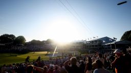 A general view of the 18th green at Quail Hollow Country Club in Charlotte, North Carolina, on Saturday, during the third round of the PGA Championship .
