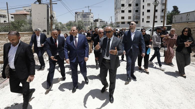 Members of a diplomatic delegation from the European Union during a visit to the city of Jenin in the occupied West Bank on May 21, 2025.