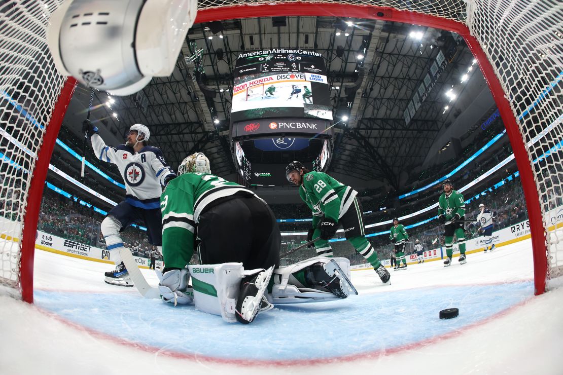 Mark Scheifele celebrates after scoring his goal.