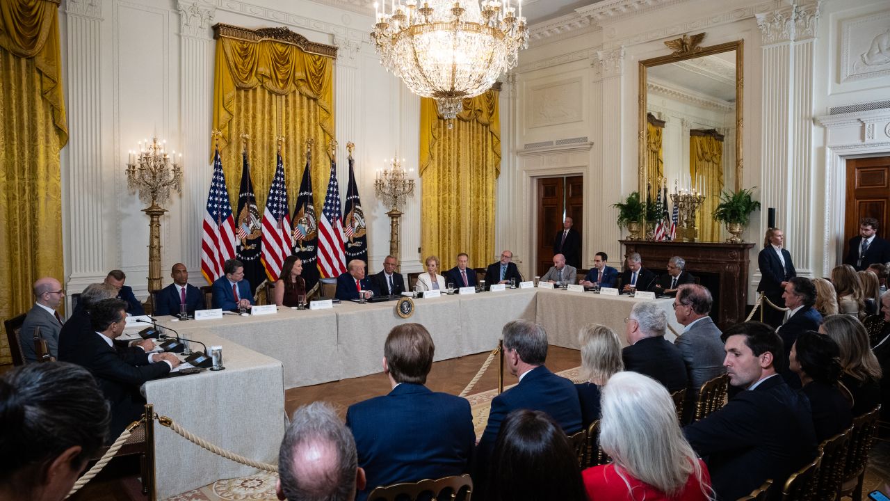 Brooke Rollins, US agriculture secretary, center left, US President Donald Trump, center, and Robert F. Kennedy Jr., US secretary of Health and Human Services (HHS), center right, during a Make America Healthy Again Commission event in the East Room of the White House in Washington, DC, US, on Thursday, May 22, 2025. The Trump administration issued a report blaming the rise in chronic diseases in the US on unhealthy food ingredients, chemicals, overreliance on medication and corporate spending. Photographer: Francis Chung/Politico/Bloomberg via Getty Images