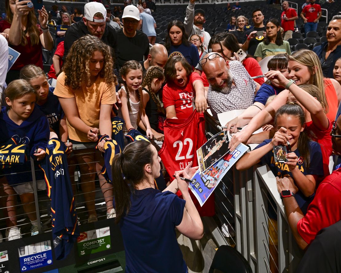 Caitlin Clark signs autographs for fans in Atlanta on May 22.