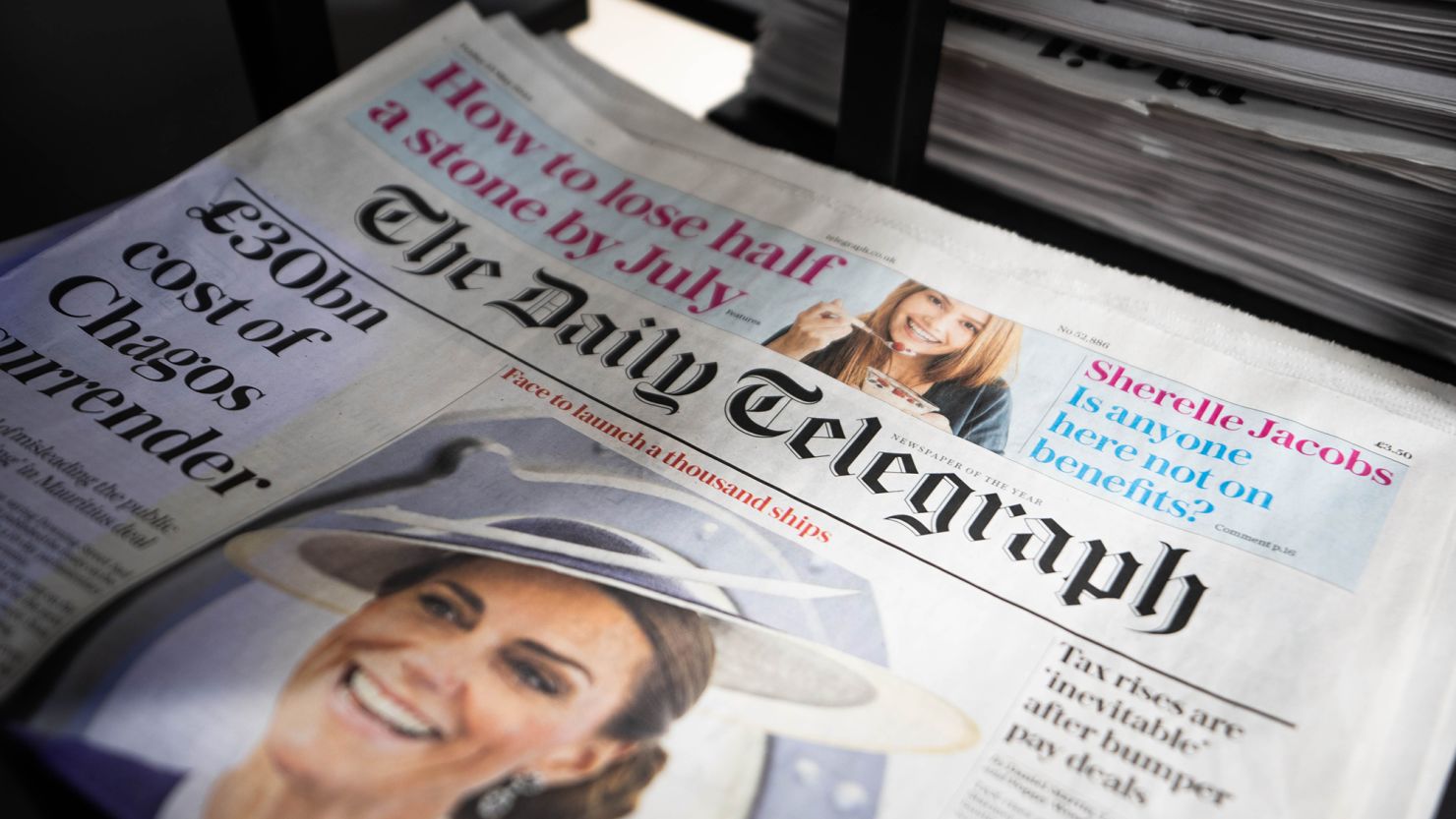 Copies of the Daily Telegraph newspaper on sale at a shop in Victoria, central London. The Telegraph is to be bought by a consortium led by US investment firm RedBird Capital for about $675 million.