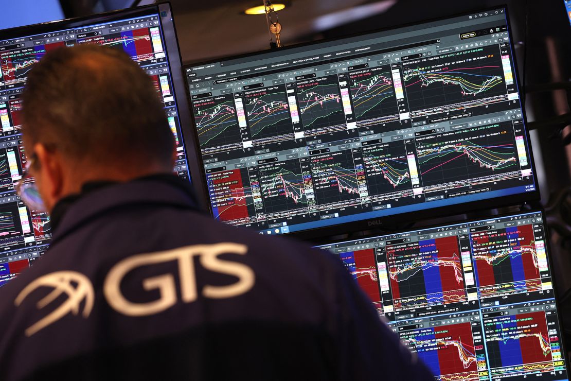 Traders work on the floor of the New York Stock Exchange on May 23.