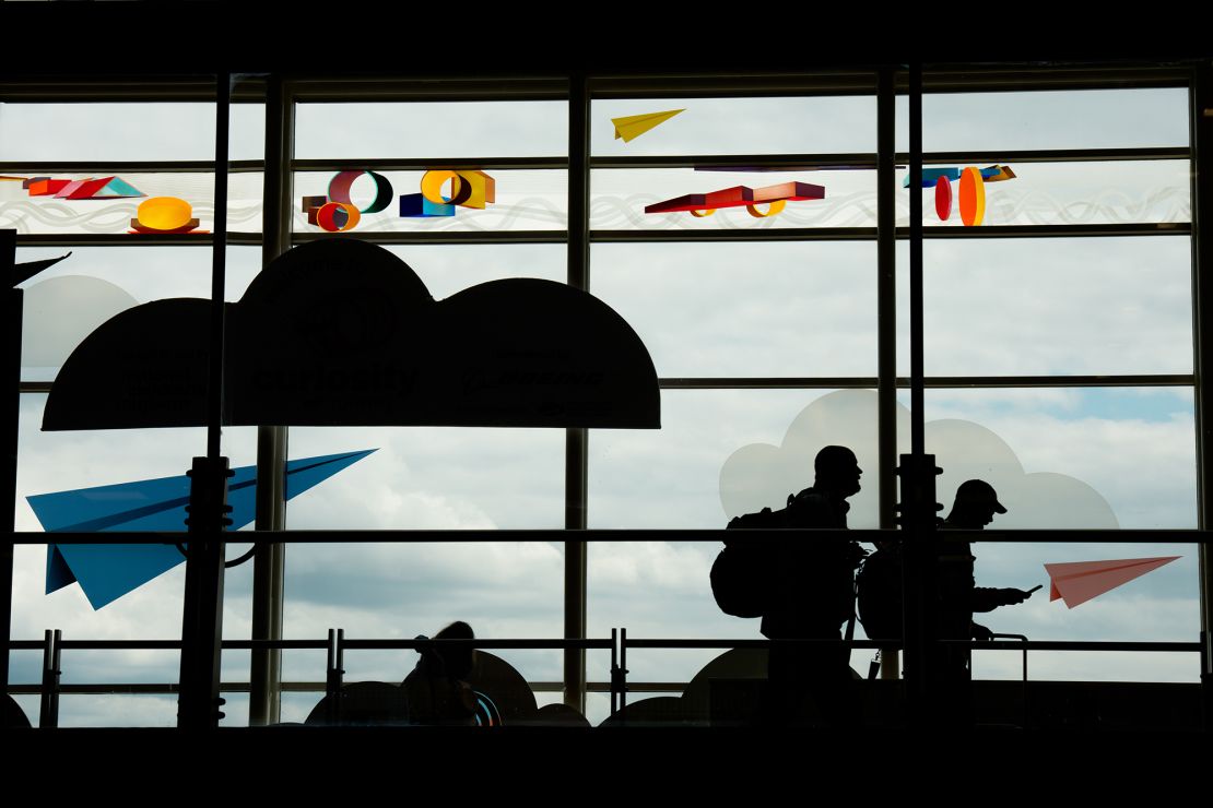 Ronald Reagan Washington National Airport on May 23, 2025, in Arlington, Virginia. Consumers typically pull back on travel and other “discretionary spending” when cutting costs.