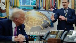 WASHINGTON, DC - MAY 20: U.S. Defense Secretary Pete Hegseth (R) talks about the "Golden Dome" missile defense system with President Donald Trump in the Oval Office at the White House on May 20, 2025 in Washington, DC. Trump announced that the construction of the national ballistic and cruise missile defense system will be finished before the end of his second term and that $25 billion has been budgeted for Golden Dome in the Republican's proposed tax legislation. (Photo by Chip Somodevilla/Getty Images)
