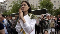 During a prisoner swap in May, Ukrainians in Chernihiv wait to see if their loved ones will be among the arrivals.
