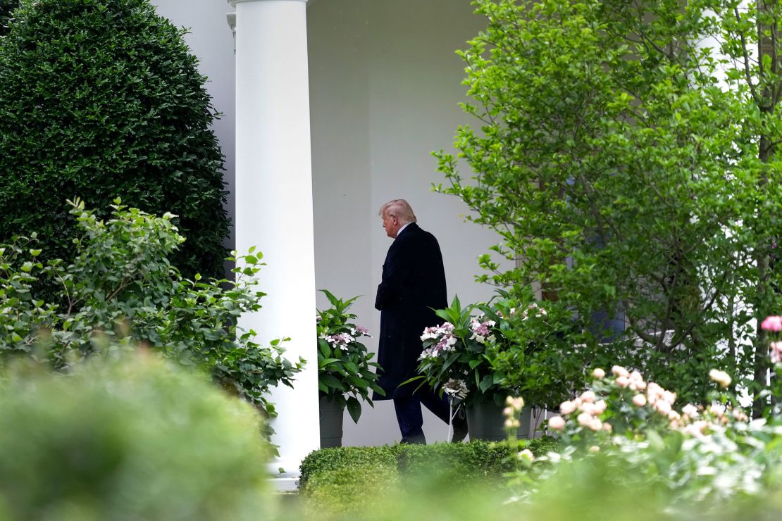 President Donald Trump departs the White House on Thursday.
