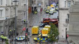 Police and emergency personnel dealing with a road traffic accident on Water Street near the Liver Building in Liverpool after a car collided with pedestrians during the Premier League winners parade. A man has been detained. Picture date: Monday May 26, 2025. (Photo by Danny Lawson/PA Images via Getty Images)