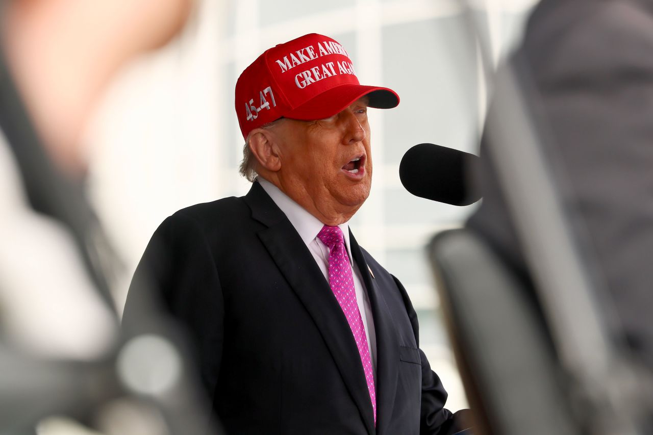 President Donald Trump addresses graduates of the US Military Academy at West Point in New York on Saturday.