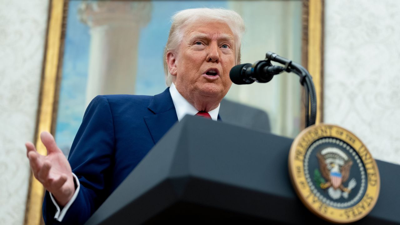 US President Donald Trump during a swearing-in ceremony for Jeanine Pirro, interim US attorney for the District of Columbia, not pictured, in the Oval Office of the White House in Washington, DC, US, on Wednesday, May 28, 2025. Pirro was chosen as the next interim US attorney for the District of Columbia, after Trump pulled the nomination of Ed Martin, who served in the same role since January but failed to gain enough Republican support to win Senate confirmation. Photographer: Chris Kleponis/CNP/Bloomberg via Getty Images