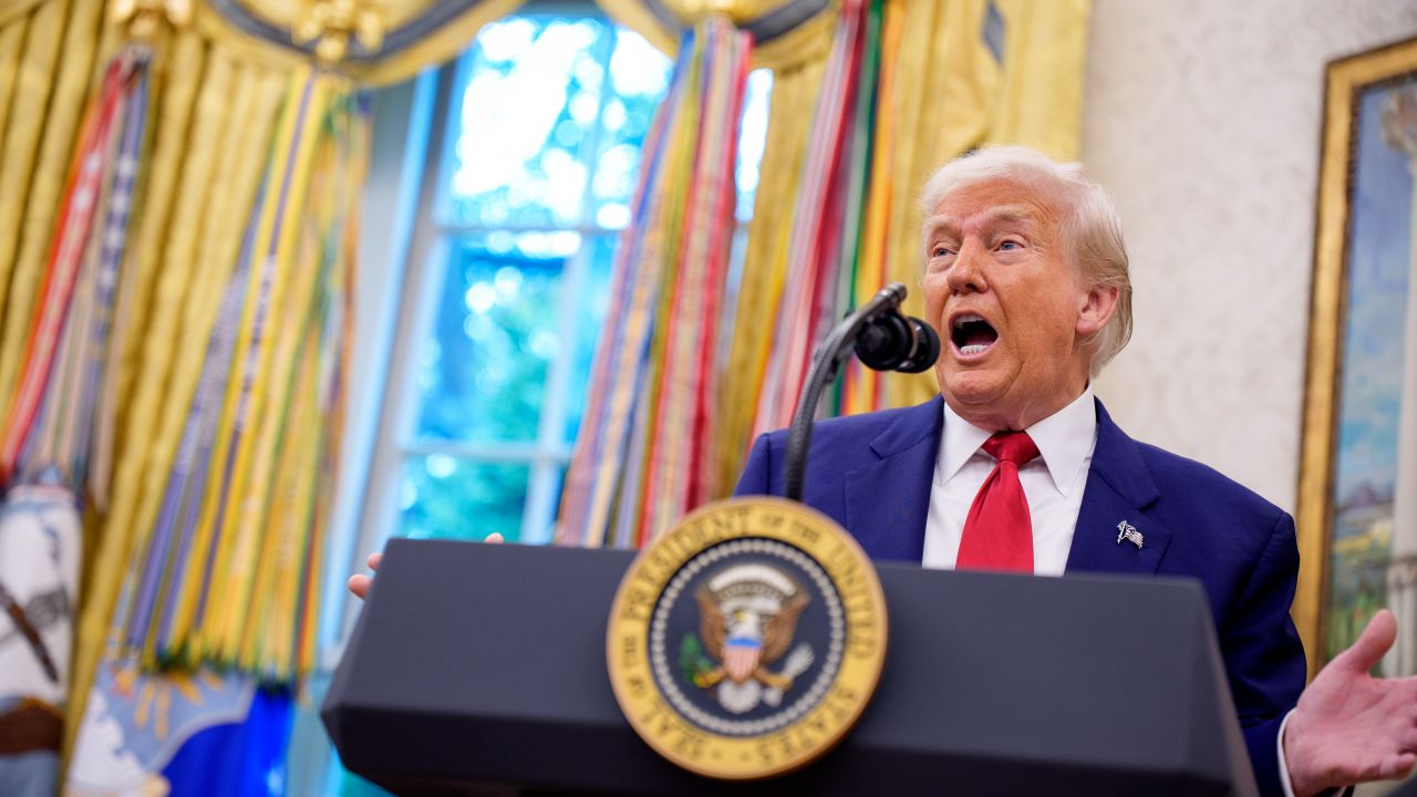 WASHINGTON, DC - MAY 28: U.S. President Donald Trump speaks during a swearing in ceremony for U.S. Attorney for Washington, D.C. Jeanine Pirro in the Oval Office of the White House on May 28, 2025 in Washington, DC. Trump has announced Pirro, a former Fox News personality, judge, prosecutor, and politician, after losing support in the Senate for his first choice, Ed Martin, over his views on the January 6, 2021 attack on the U.S. Capitol. (Photo by Andrew Harnik/Getty Images)
