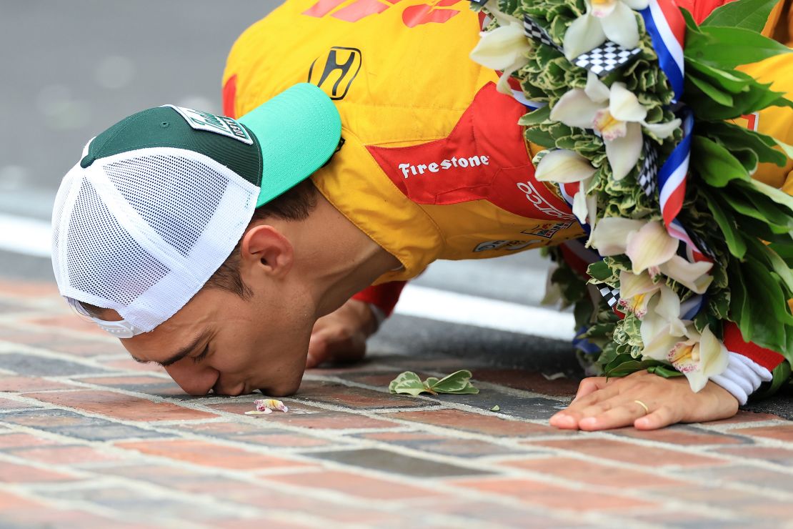 Palou celebrates his fifth victory of the 2025 IndyCar season.