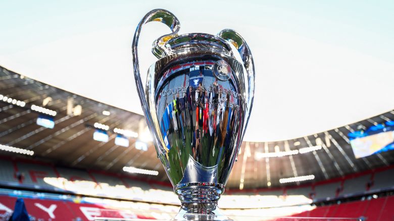 This photograph shows the UEFA Champions League trophy during the MD-1 training session on the eve of the UEFA Champions League final football match between Inter Milan and Paris Saint-Germain (PSG) in Munich, southern Germany, on May 30, 2025. (Photo by FRANCK FIFE / AFP) (Photo by FRANCK FIFE/AFP via Getty Images)          