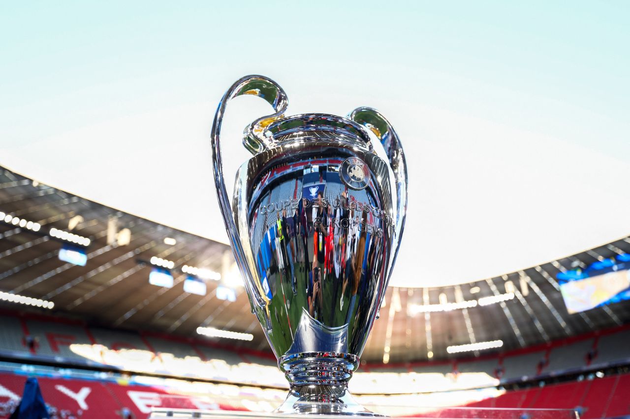 The Champions League trophy is seen in Munich on Friday.