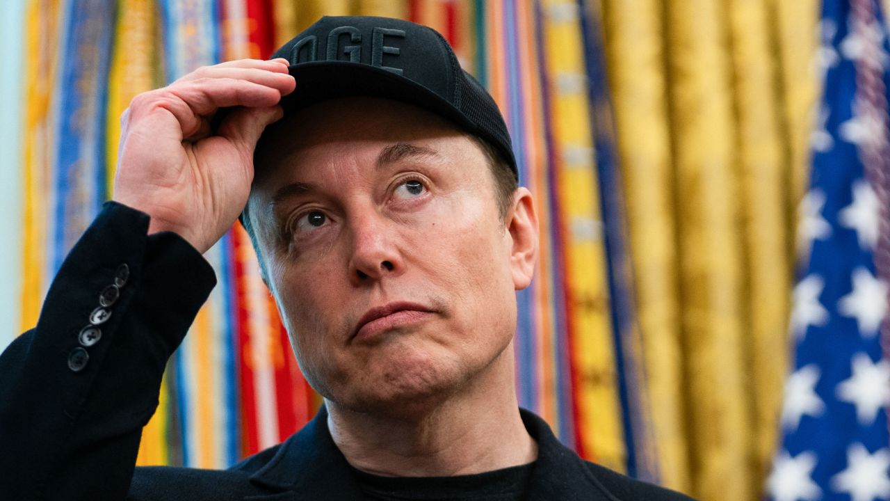 Elon Musk looks on during a news conference with US President Donald Trump in the Oval Office of the White House in Washington, DC, on May 30, 2025.