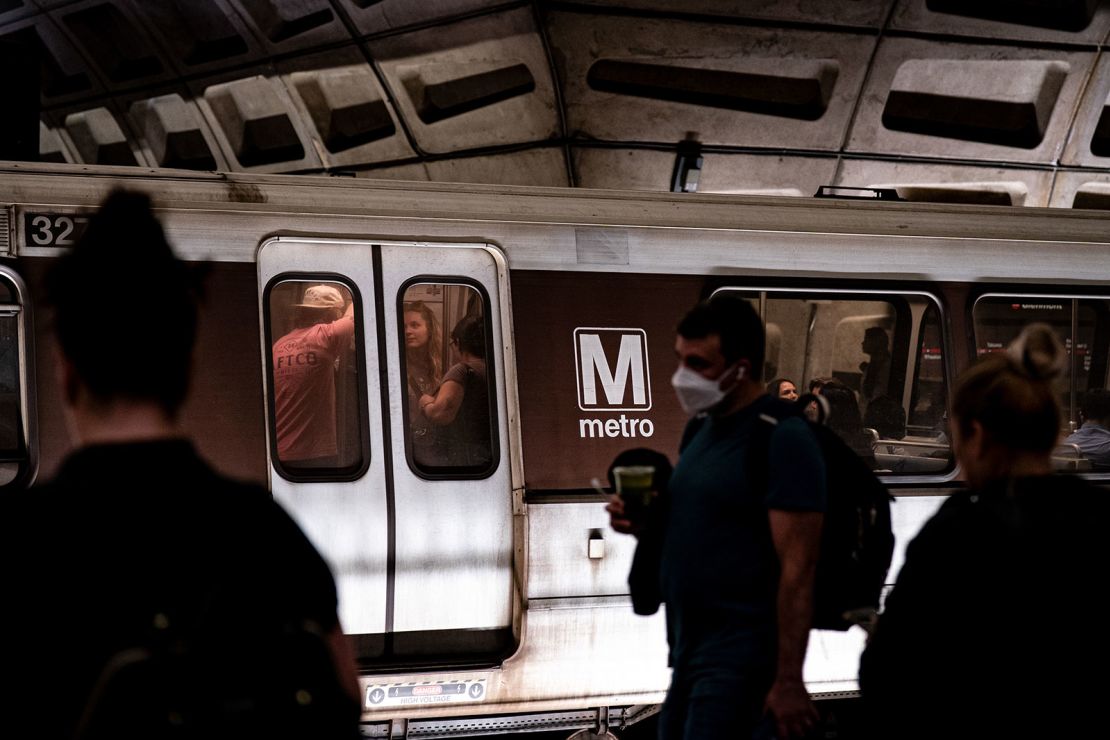 A Red line metro car at the Metro Center metro stop in Washington, DC, on Friday, May 30. A House Republican introduced legislation to block federal funding for the Washington Metrorail system unless it is renamed the