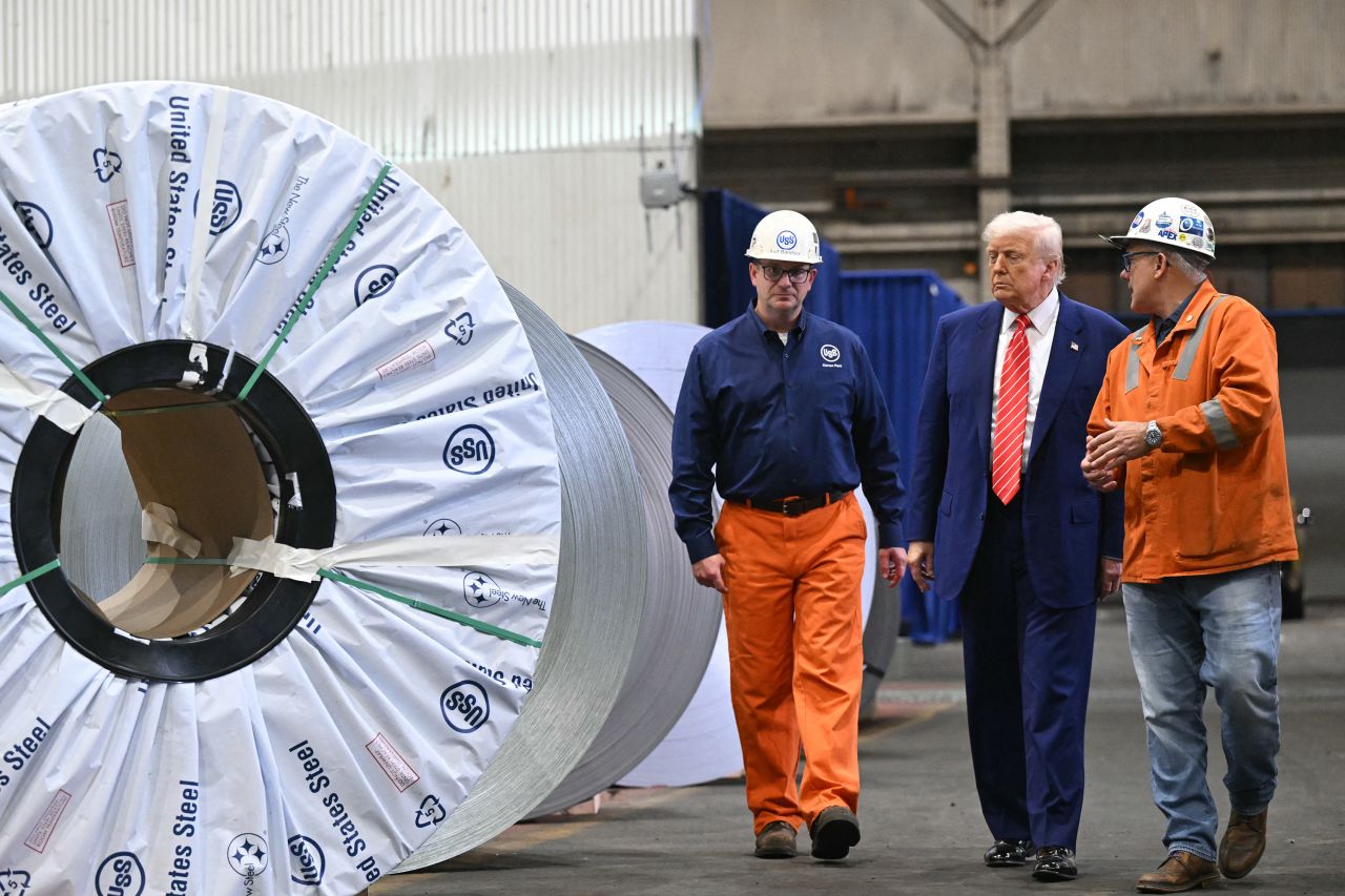President Donald Trump tours a steel facility in West Mifflin, Pennsylvania, on Friday.