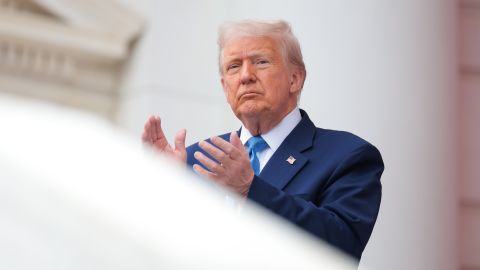 ARLINGTON, VIRGINIA - MAY 26: U.S. President Donald Trump speaks during the Memorial Day wreath-laying ceremony at the Memorial Amphitheater in Arlington National Cemetery on May 26, 2025 in Arlington, Virginia. Memorial Day is observed on the last Monday in May each year to honor and mourn U.S. military personnel who died while serving in the United States Armed Forces. (Photo by Kayla Bartkowski/Getty Images)