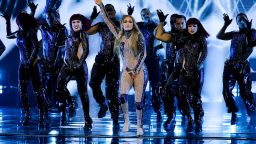 Jennifer Lopez performs onstage during the 2025 American Music Awards at BleauLive Theater at Fontainebleau Las Vegas on Monday.