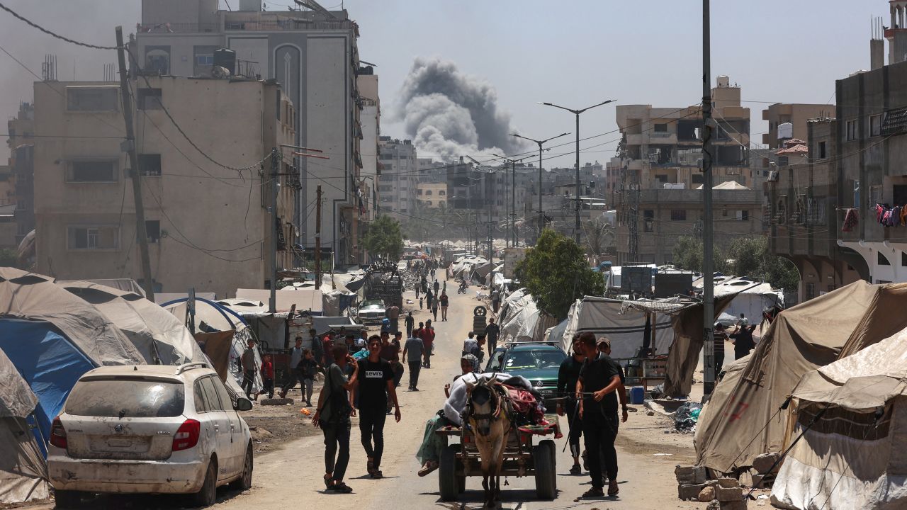 Smoke billows following Israeli strikes on al-Tuffah neighbourhood in Gaza City on May 31, 2025. Israel on May 30 said the Palestinian Hamas movement must accept a hostage deal in Gaza or "be annihilated", as US President Donald Trump announced that a ceasefire agreement was "very close".