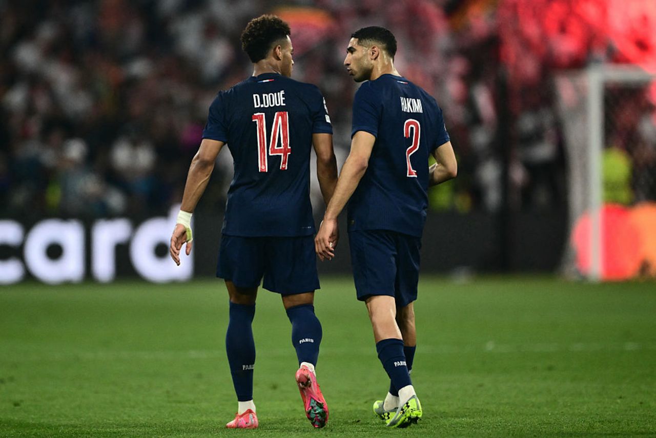 Désiré Doué y Achraf Hakimi anotaron los dos goles del PSG en el primer tiempo de la final de la Champions League 2025.