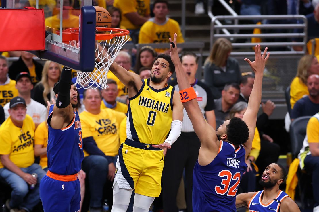 Haliburton (No. 0) has had key moments for the Pacers' 2025 NBA playoff run.