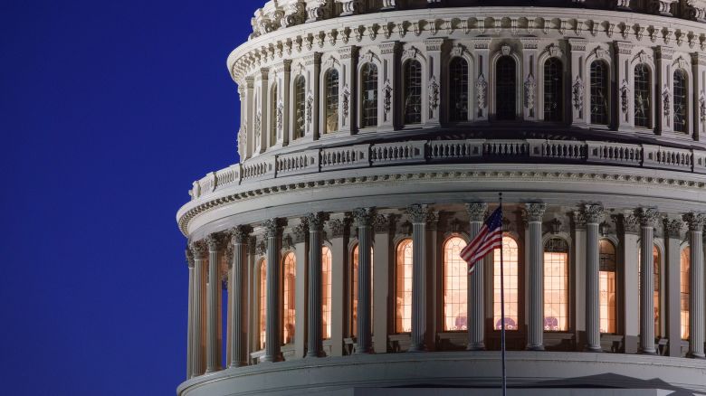 The US Capitol Building is seen at dusk on a clear, spring day on May 31, 2025, in Washington, DC.