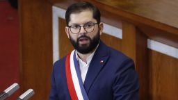 Chile's President Gabriel Boric speaks during his "State of the Nation" annual message to the country at the National Congress in Valparaiso, Chile on June 1, 2025. (Photo by FRANCESCO DEGASPERI / AFP) (Photo by FRANCESCO DEGASPERI/AFP via Getty Images)          