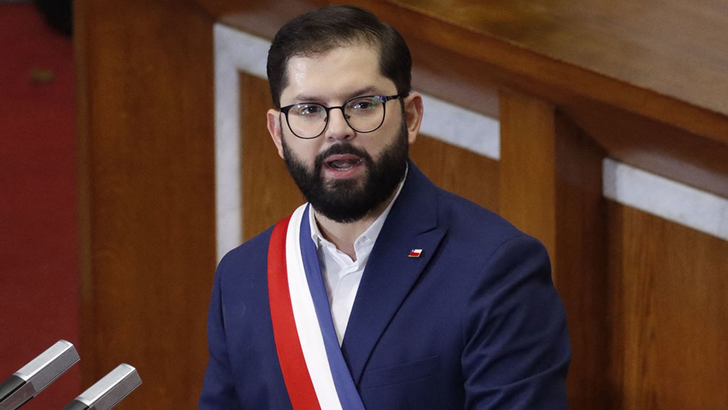 Chile's President Gabriel Boric speaks during his "State of the Nation" annual message to the country at the National Congress in Valparaiso, Chile on June 1, 2025.