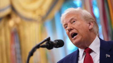WASHINGTON, DC - MAY 28: U.S. President Donald Trump speaks during a swearing in ceremony for interim U.S. Attorney for Washington, D.C. Jeanine Pirro in the Oval Office of the White House on May 28, 2025 in Washington, DC. Trump has announced Pirro, a former Fox News personality, judge, prosecutor, and politician, after losing support in the Senate for his first choice, Ed Martin, over his views on the January 6, 2021 attack on the U.S. Capitol. (Photo by Andrew Harnik/Getty Images)