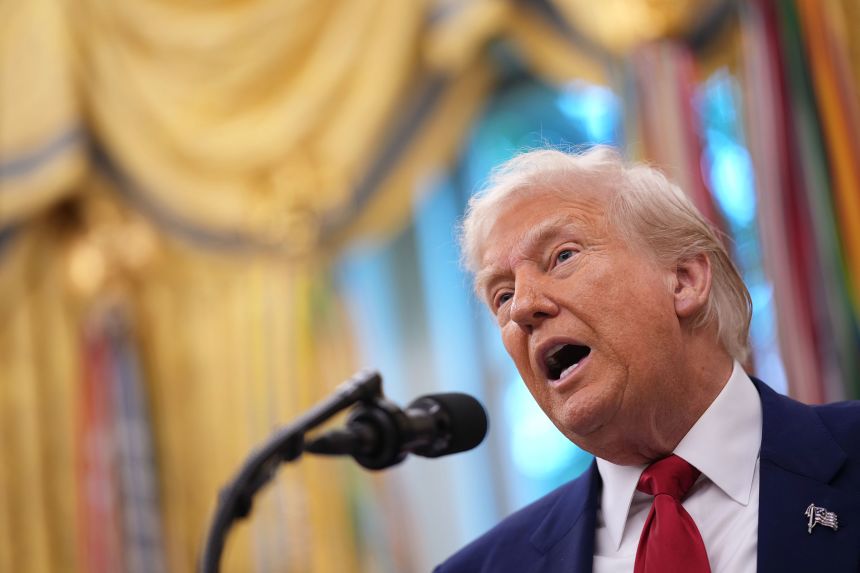 US President Donald Trump speaks in the Oval Office of the White House on May 28.