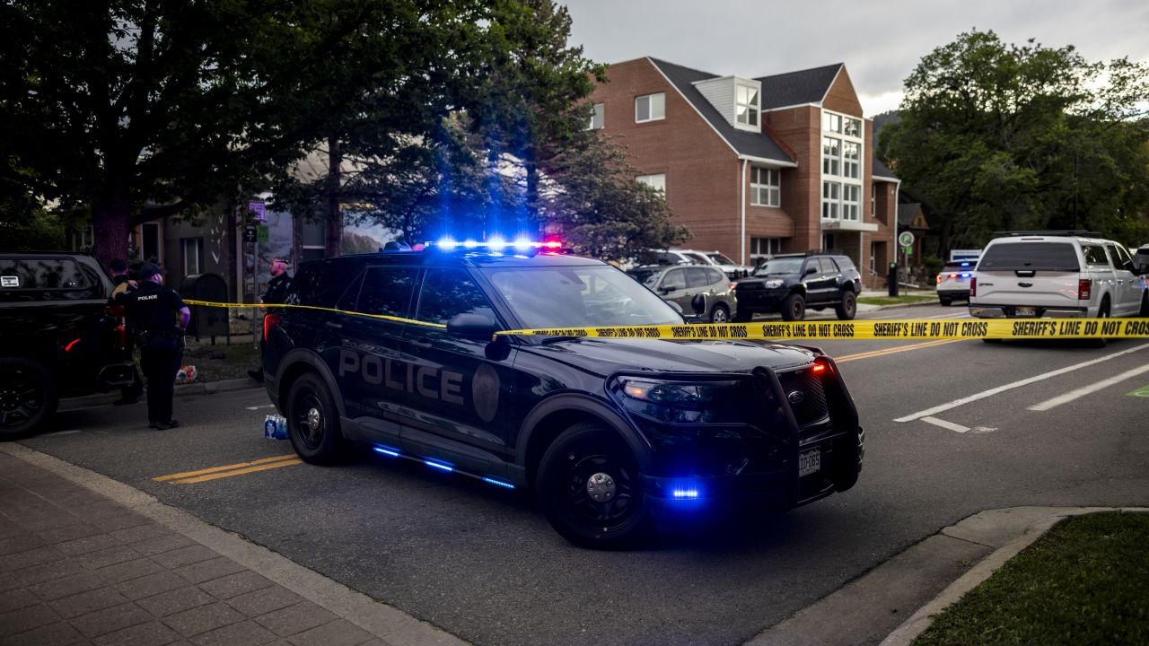 BOULDER, COLORADO - JUNE 01: Police cordon off Pearl Street on June 1, 2025 in Boulder, Colorado. A suspect is in custody after reportedly throwing an incendiary device at a group participating in an organized walk to show solidarity with hostages held by Hamas in Gaza. (Photo by Chet Strange/Getty Images)