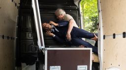 Greenpeace environmental activists place a wax statue of depicting France's President Emmanuel Macron in a box in the back of a van - they say they stole earlier at the Grevin Museum - after an action against France's gas and fertilizer imports from Russia, outside the Russian Embassy in Paris on June 2, 2025. According to a police source, two women and a man entered the Grevin Museum posing as tourists and, once inside, changed their clothes to pass for workers. The activists slipped out through an emergency exit with the 40,000-euro-statue, which they had covered with a blanket. (Photo by Emma DA SILVA / AFP) (Photo by EMMA DA SILVA/AFP via Getty Images)          