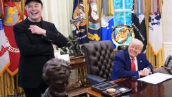 WASHINGTON, DC - MAY 30: Tesla CEO Elon Musk and U.S. President Donald Trump laugh as they listen to a question from reporters in the Oval Office of the White House on May 30, 2025 in Washington, DC. Musk, who served as an adviser to Trump and led the Department of Government Efficiency, announced he would leave his role in the Trump istration to refocus on his businesses. (Photo by Kevin Dietsch/Getty Images)